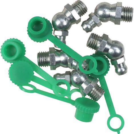 Set di ingrassatori M8x45 con copri-ingrassatore verde, 5 pezzi (1/3)