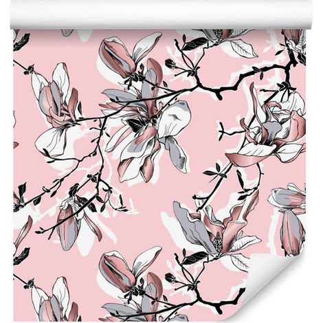 Papier peint Magnolia à fleurs pastel pour salon et chambre 50x1000 cm (1/5)