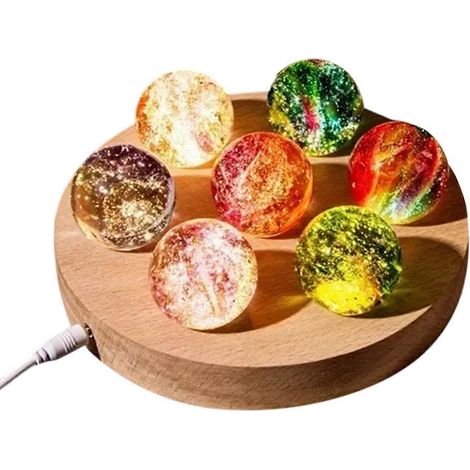 Boule en verre colorée en forme d'étoile, planète lumineuse, décoration cosmique, cadeau de Noël, style fantastique, B (1/5)