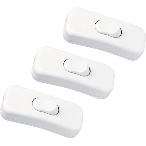 Set of 3 Bipolar Rocker Lamp 6A 250V Small Bipolar Switch for Inline Lamp 2 or 3 Line Wires Inline Foot Switch for Lamp for Intermediate Cord (White) (1/5)