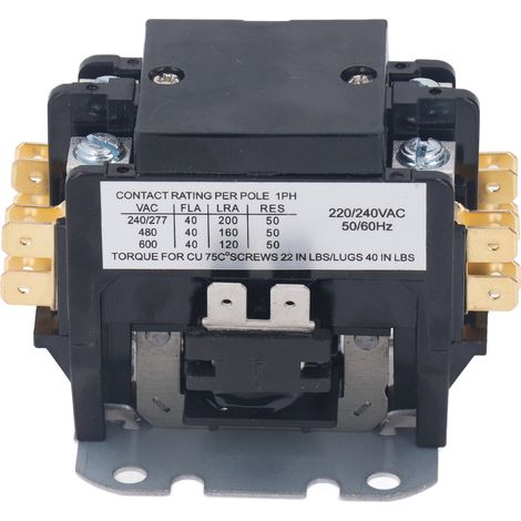 Contacteur pour climatiseur, 40 A, 2 pôles, contacts en alliage d'argent, bobine en cuivre, pour condenseur, compresseur et moteur de système CVC, 220 V (1/5)