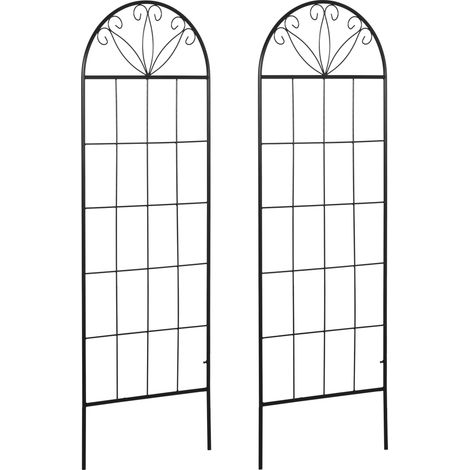 Treillis métallique pour plantes grimpantes, lot de 2 supports de jardin en acier noir - 51 x 152 cm (1/5)
