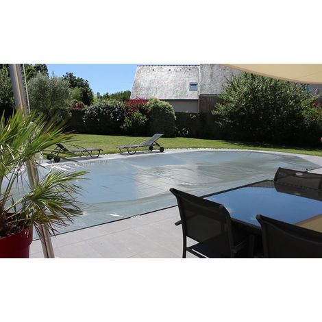 Couverture de Sécurité 4 Saisons Cov'Top - Piscine 6x12m - Enrouleur manuel inclus - Bâche Gris - POOLCO (1/5)