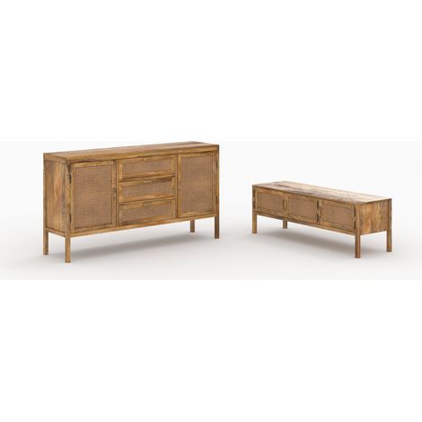 Ensemble buffet et meuble TV en bois - Tiki