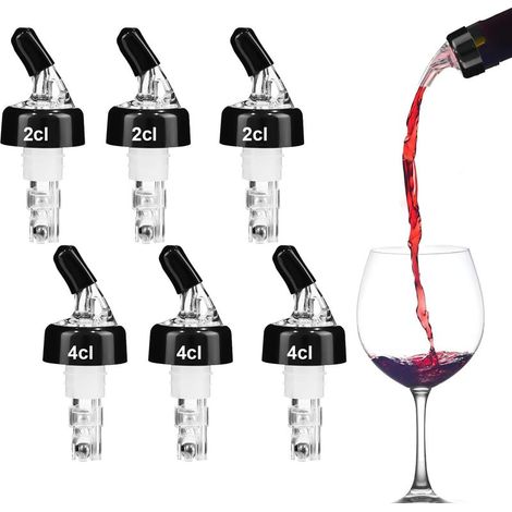 6 Pièces Becs Verseurs pour Bouteilles 2cl/4cl, Bec Verseur Alcool, Liquor Spout Bouchon Doseur Distributeur d'Alcool Auto pour, Doseur Pastis, Bec Verseur pour Vin, Liqueur, Cocktails, Bar (1/5)