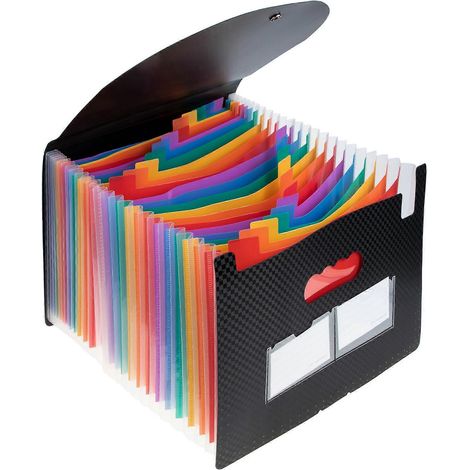 Organiseur de documents de bureau, classeur à soufflets, dossier extensible pour étudiants-33x24cm-Black (1/3)