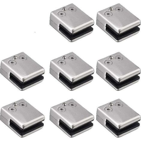 Glass clamps, pack of 8 square stainless steel clamps, 68mm, flat back glass clamp holder (1/4)