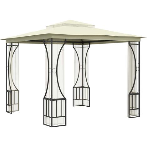 Tonnelle Barnum de Jardin, Pavillon, Pergola, Tente de jardin, avec moustiquaire 300x300x265 cm Crème OIB1967E (1/5)