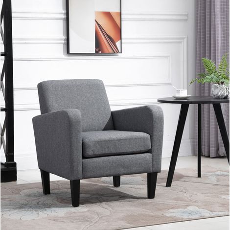 Sessel 66x72x74 cm hellgrau Polyester mit Polsterung und Holzfüßen (1/5)