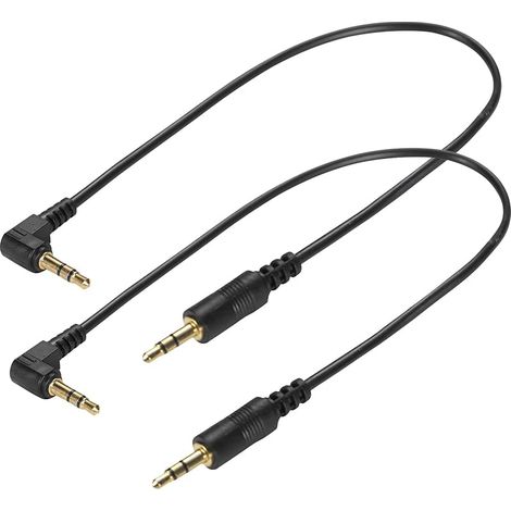 2 Pcs Câble audio jack TRS 3,5 mm 30 cm (1/8"), prise mâle droite vers prise mâle coudée à 90 degrés 3,5 mm stéréo 3 pôles pour casque audio, cordon auxiliaire (1/5)