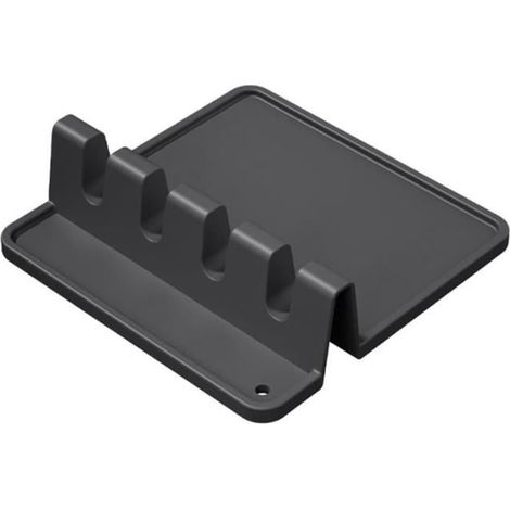 Repose cuillère Kitchen ustensile Pose ustensiles Cuisine louche spatule Couvert Couvercle Support en Silicone avec égouttoir Outil (1/4)