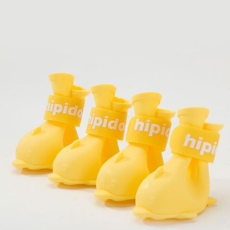Bottes pour animaux de compagnie, chaussures de pluie imperméables en Silicone pour chien avec crochet et boucle pour Bichon de Poméranie Teddy jaune S (1/5)