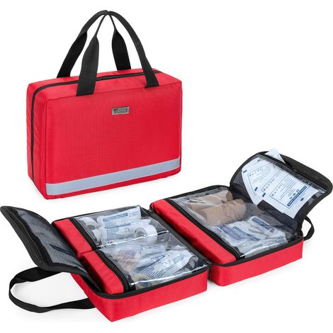 Trousse de Premiers Soins Voiture Rouge, Vide, Sac Seulement Pochette Pharmacie,Trousse de Secours pour Kits d'urgence, Idéal pour Maison, Camping, Voyage et Randonnée (1/5)