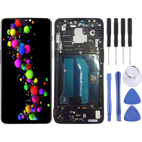 Compatible with the OnePlus 6 LCD touchscreen with frame (color: black) (1/3)