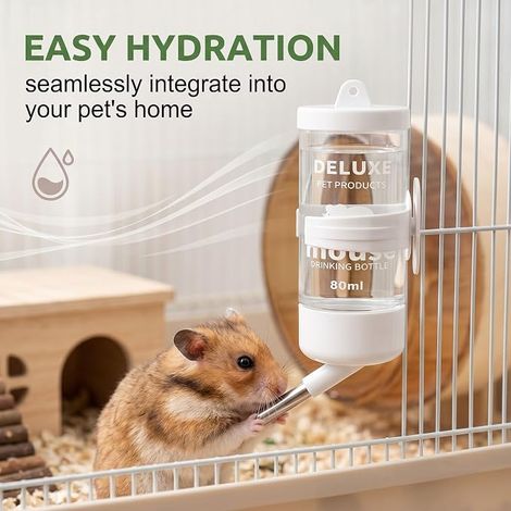 Set of 2 Rabbit and Hamster Bottle 80 ml, Automatic Ball Drinking Bowl for Cage, Rabbit Drinker, Water Dispenser for Guinea Pig, Dwarf Rabbit and Small Rodents, Practical Rabbit Accessory (1/4)