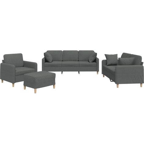 Maison Exclusive - Set di Divani 4 pz con Cuscini Grigio Scuro in Tessuto