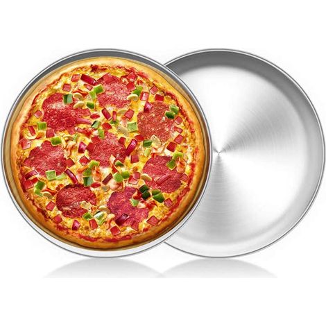 2 Plateau De Cuisson Rond, Acier Inoxydable Antiadhésif, Diamètre 20cm, Pour Four Et Pizza Maison (1/5)