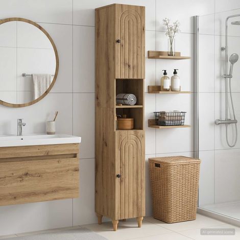 vidaXL Armadio da Bagno con Ripiano Aperto ALKMAAR Rovere