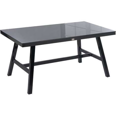 Gartentisch CANETTO 150 cm 90 cm Glas Schwarz (1/5)