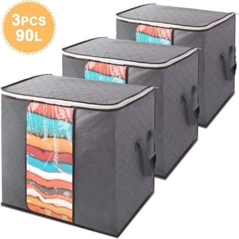 90L Large Clothes Storage Bag with Zipper, Thick Breathable Fabric, Foldable, for Under Bed Storage (1/3)