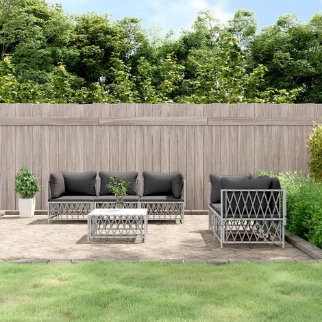 6 pcs Salon de jardin, Ensemble table et chaises de jardin, Meuble de jardin blanc acier MKW359242 (1/5)