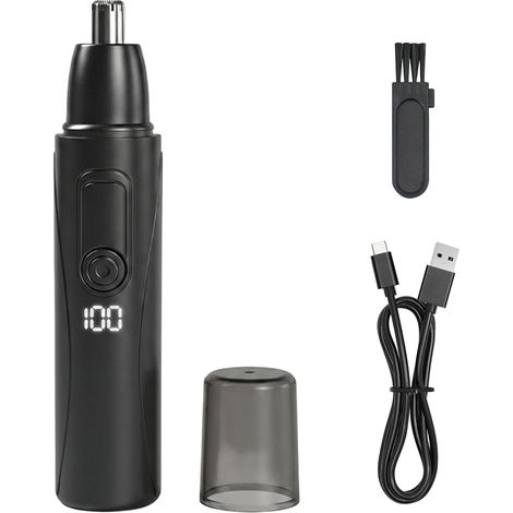 Tondeuse Nez et Oreilles Homme Électrique, Tondeuse Nez Rechargeable Par USB Indolore, Rasoir Indolore avec Lames en Acier Inoxydable, Coupe Poils Étanche IPX7, Nettoyage Facile (1/5)