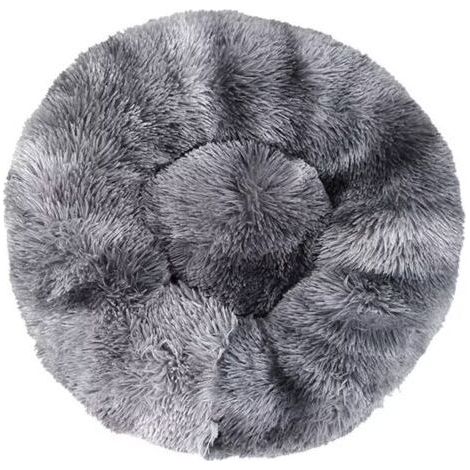 Lit pour Chat, Coussin Fluffy, Doux Lavable pour Chats Chiens (Tie-dye gris foncé, 50 cm), Ensoleillé (1/5)