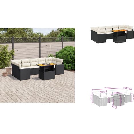 8-tlg. Garten-Sofagarnitur mit Kissen Schwarz Poly Rattan - Gartenmöbel - Esszimmerset - Lounge Set - Outdoor Möbel - Rattan Sessel (1/3)