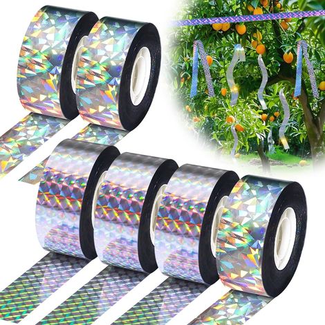 6 Pièces Ruban Repulsif pour Oiseaux Bande, Répulsive Anti Oiseaux Ruban, Effaroucheur Oiseaux Rubans, Répulsif Anti-Oiseaux Bird Scare Tape pour Jardins Vergers (1/5)