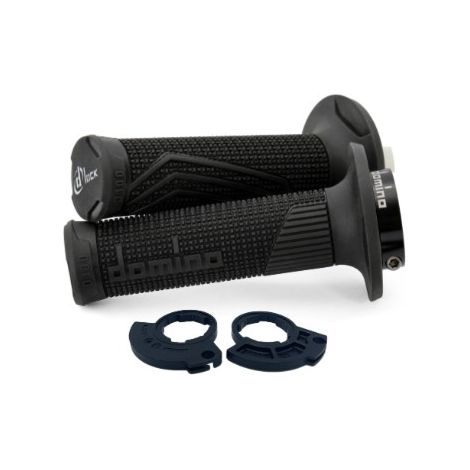 Domino Griffe für Offroad-D-Locks für einen 2-Takt-Gasgriff (mit Gasadaptern – KTM, Husqvarna, GasGas, Honda, Kawasaki, Suzuki, Yamaha u. a.), schwarz