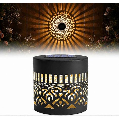 Applique murale solaire mandala décorative extérieure, projecteur coloré pour jardin clôture terrasse cour, 1 pièce blanc chaud (1/5)