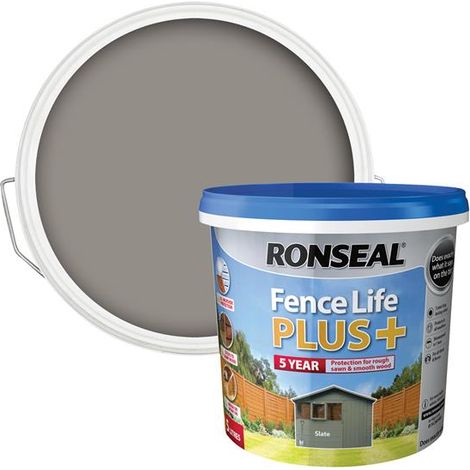 Ronseal 37629 Fence Life Plus+ Slate 5 litre RSLFLPPS5L