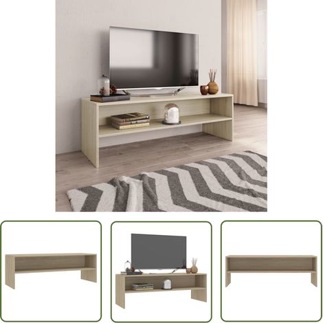 The Living Store Meuble TV Chêne sonoma 120x40x40 cm Bois d'ingénierie - Meuble Tv - Meuble Téléviseur - Meuble Salon - Unité Tv - Étagère Murale (1/5)