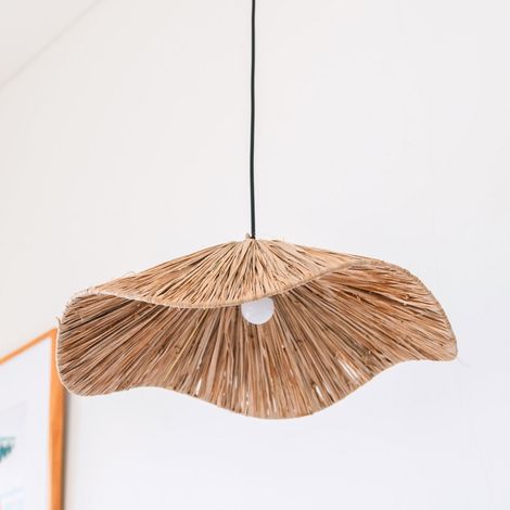 Abat-jour Suspension en Raphia Naturel Fait Main Plafonnier Bohème  Ø 53 cm - PANGIVO (1/5)