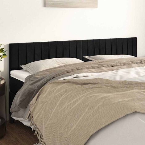 vidaXL Cabeceros terciopelo negro 160x5x78/88 cm (1/5)