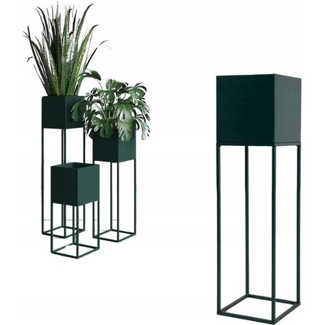 Cache-pot en métal vert loft moderne Lorient M 67 cm (1/5)
