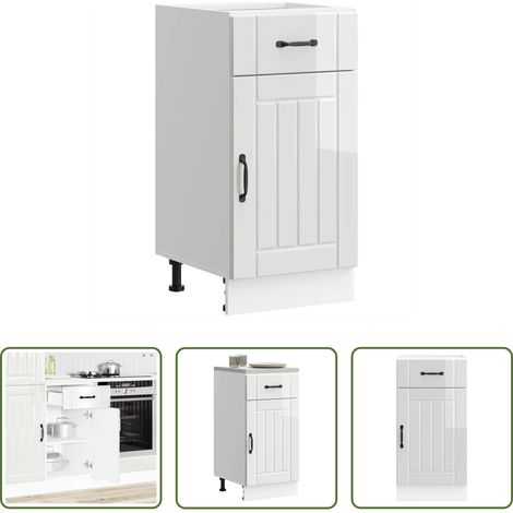 Küchenmöbel - Küchen-Unterschrank Lucca Hochglanz-Weiß Holzwerkstoff (1/5)