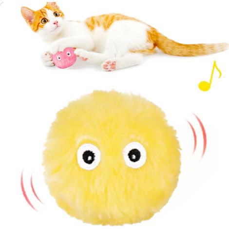 Balle interactive intelligente avec herbe à chat, jouet en peluche pour animaux de compagnie qui émet des sons et bouge (1/5)