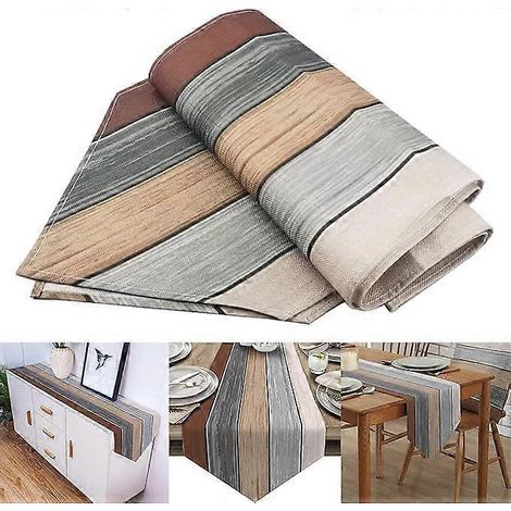 Chemin de table en toile de jute, Chemin de table en toile de jute, Chemin de table en tissu 33x183cm, Chemin de table champêtre pour la décoration de table de salle à manger et de fête (1/4)