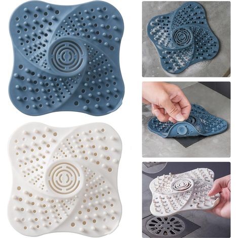 Lot de 4 tamis en silicone pour évier de douche - Passoire de douche - Passoire de douche - Filtre à cheveux - Couvercle de baignoire et cuisine (1/5)