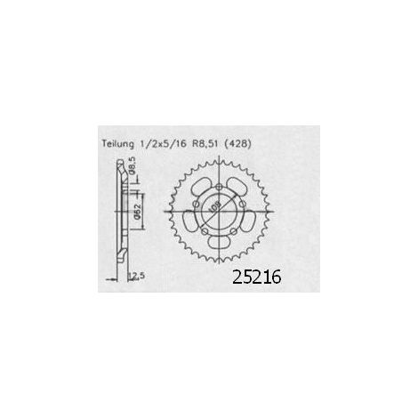 Couronne Mz 125 Route 2000-2002 - 428 - 49 Dents - Similaire JTR5216
