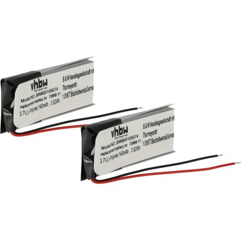 vhbw 2x Batterie compatible avec Jabra BT500V, BT2010, BT4010, BT250V, BT250, BT2020 casque audio, écouteurs sans fil (140mAh, 3,7V, Li-polymère)