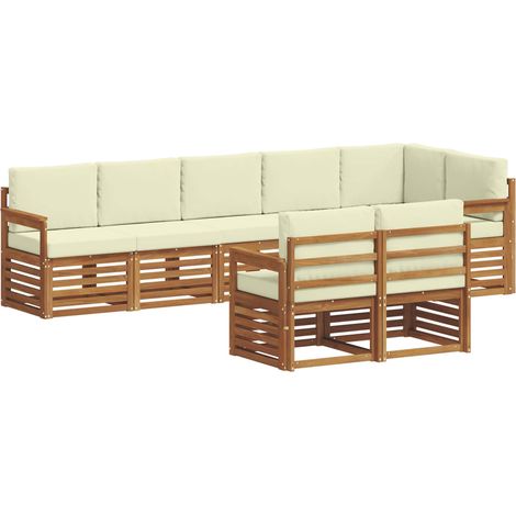 Outdoor Sofa Set 8 pcs Natural and Cream Polyester vidaXL (1/5)