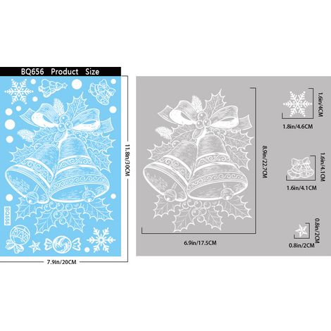 Autocollants de Noël, traîneau, boîte cadeau, autocollants pour vitres, flocons de neige blancs, sapin de Noël, autocollants électrostatiques, décorations de fenêtre, autocollants pour fenêtres.