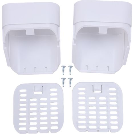 Rallonge de gouttière de type A 2 x 3 pouces, accessoire de rallonge de gouttière, filtre de sortie et protège-feuilles pour usage résidentiel, blanc. (1/5)