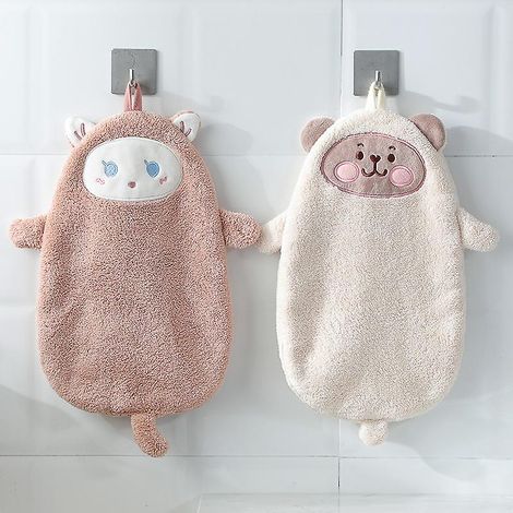 Serviette à main pour enfants, motif animaux de dessin animé, pour la cuisine et la salle de bain, à suspendre, douce (1/5)