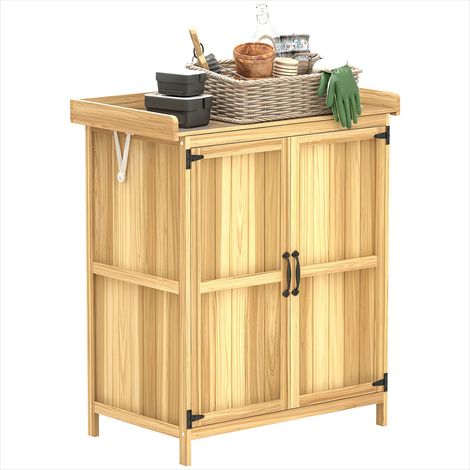 Chariot de jardin en bois avec abri 74 x 43 x 88 cm Bois naturel (1/5)