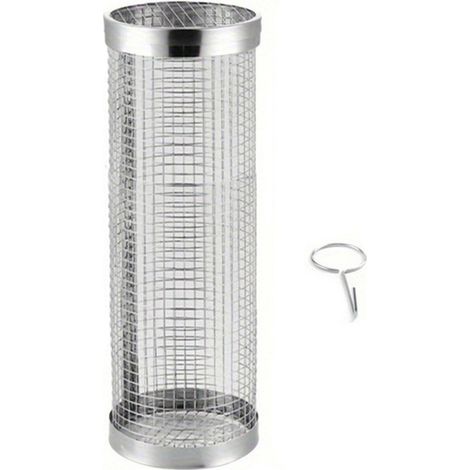 Panier à griller rotatif rond en acier inoxydable pour barbecue, idéal pour griller légumes, viande et poisson. Accessoire parfait pour les grillades en plein air et le camping. (1/5)