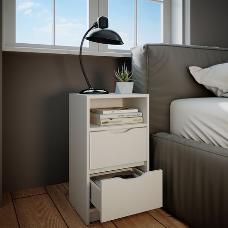 Comodini camera da letto Ruben, Bianco, 38 x 66.6 cm, Vicco