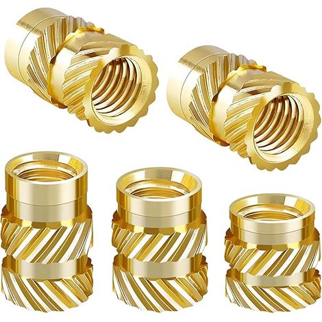 100 Pièces Inserts D'écrou, Écrous Moletés en Laiton, Inserts Filetés, Douilles Filetées en Laiton pour Impression 3D, M4 x 10mm x 6mm (1/5)